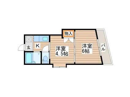 アーバンハイツ向山(2K/5階)の間取り写真