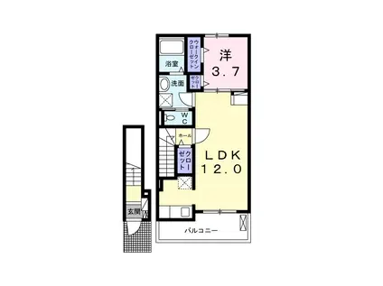 グランツヒナタ(1LDK/2階)の間取り写真