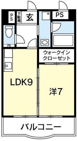 パレス中洲(1LDK/4階)の間取り写真