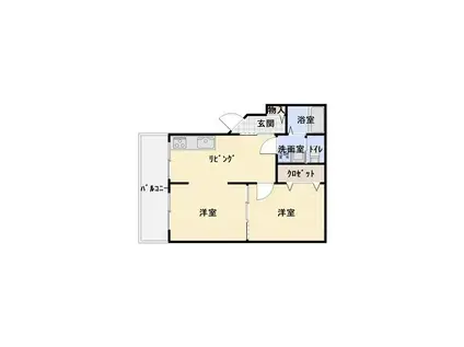 ハイツ室川II(2DK/3階)の間取り写真