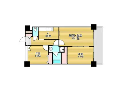 グランフォルク豊中(2LDK/2階)の間取り写真