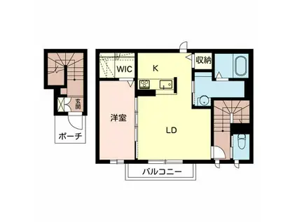 シャーメゾンみらい(1LDK/2階)の間取り写真