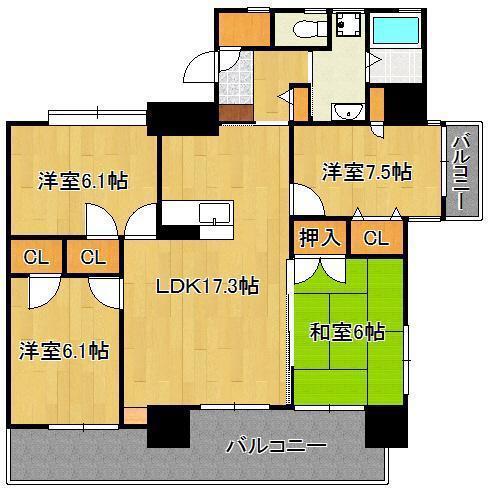 フェルト127(4LDK/15階)の間取り写真