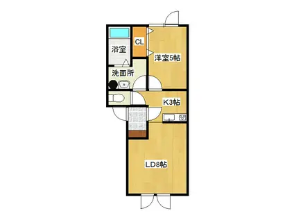 プレンティーA(1LDK/2階)の間取り写真