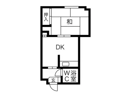 藤井ビル中の島(1DK/1階)の間取り写真