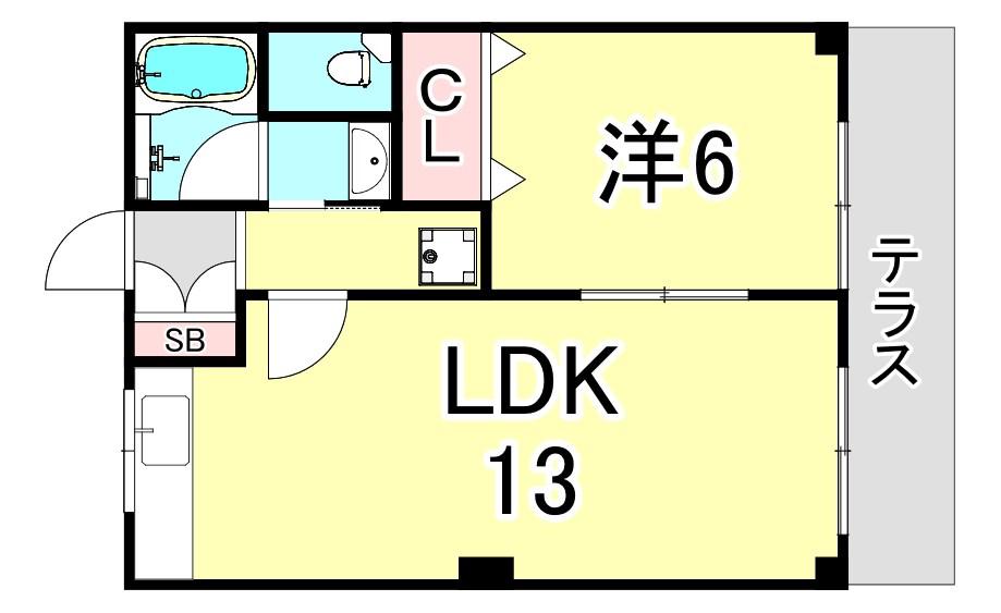 サンハイツ土井(1LDK/1階)の間取り写真