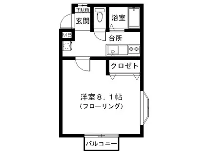 チヨコーポ国見C(1K/1階)の間取り写真