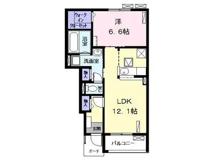 クレストール秋桜II(1LDK/1階)の間取り写真