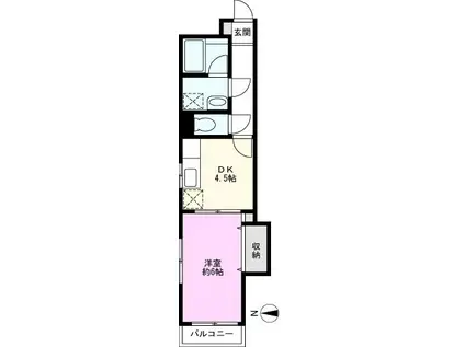 レジデンスヤマガタ(1DK/4階)の間取り写真