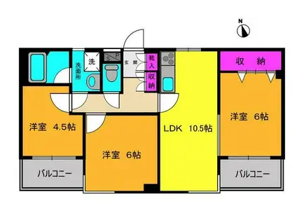 メゾンソレイユ(3LDK/6階)の間取り写真