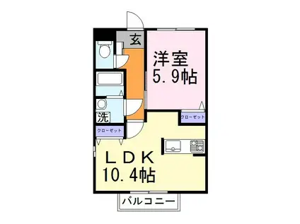 プリステラ(1LDK/2階)の間取り写真