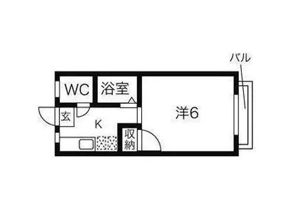 メゾン川内B棟(1K/1階)の間取り写真