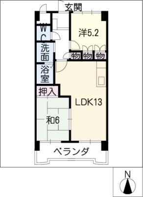 コットンハウス平針(2LDK/3階)の間取り写真