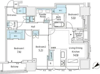 ミレアコート銀座プレミア(3LDK/10階)の間取り写真