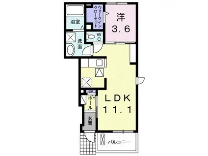 エレガンテ(1LDK/1階)の間取り写真