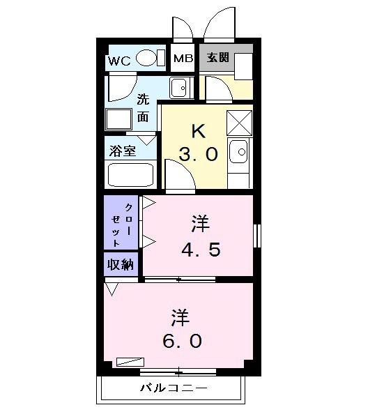 カーサ寿(2K/2階)の間取り写真