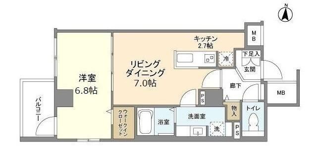 コスモグランス東日暮里(1LDK/2階)の間取り写真