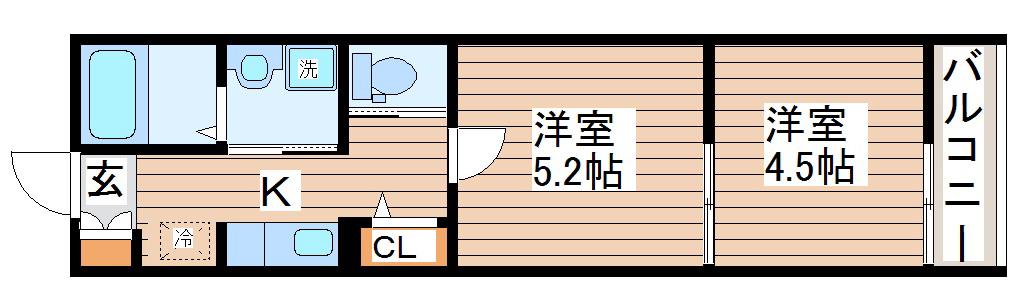 エトワール六丁の目(2K/3階)の間取り写真