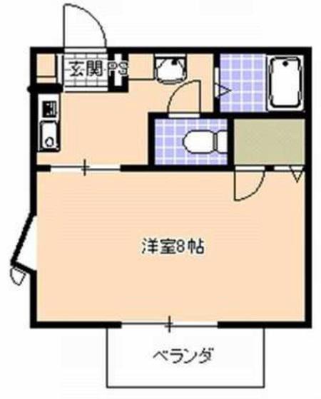 エルモント F棟(1DK/1階)の間取り写真