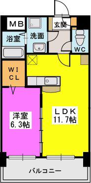 プレジデント正弥久留米駅前(1LDK/2階)の間取り写真