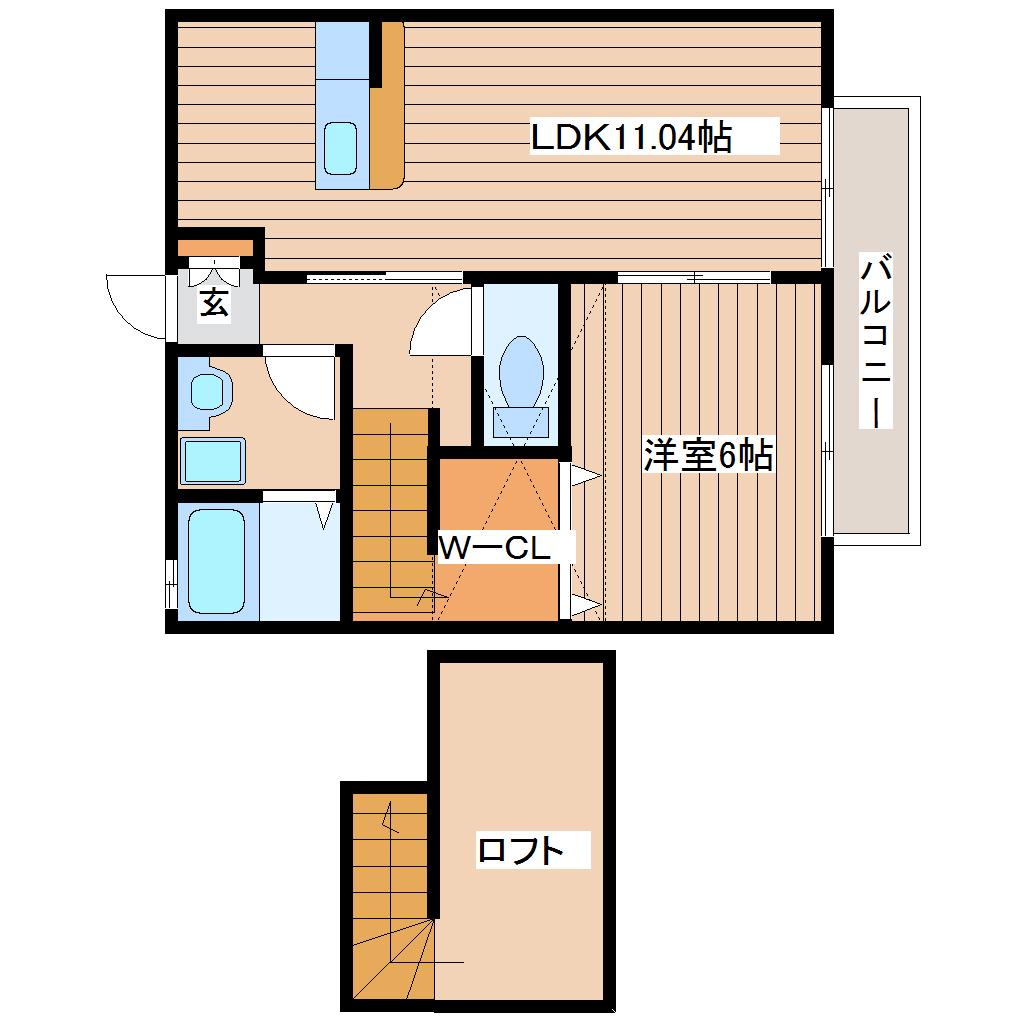 サンベアー平成(1LDK/1階)の間取り写真
