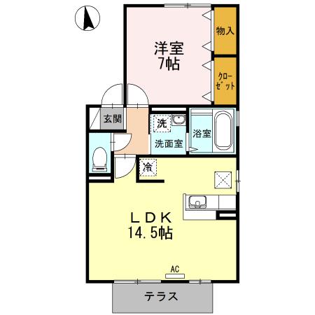 リビングタウン江戸屋敷E棟(1LDK/1階)の間取り写真