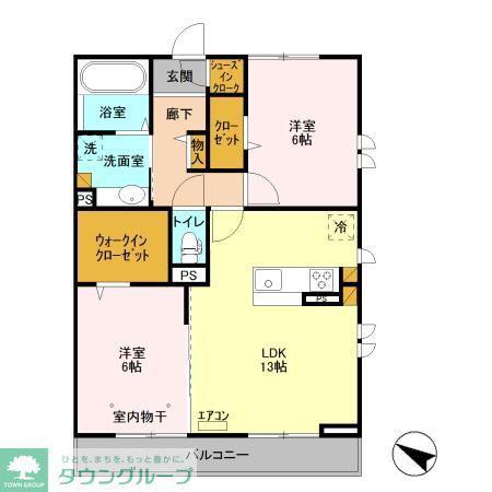 テラス市川高谷(2LDK/3階)の間取り写真