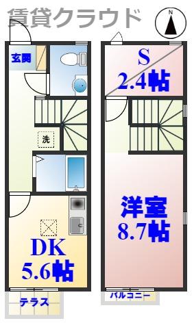 グレイス浜野A(1SDK/1階)の間取り写真