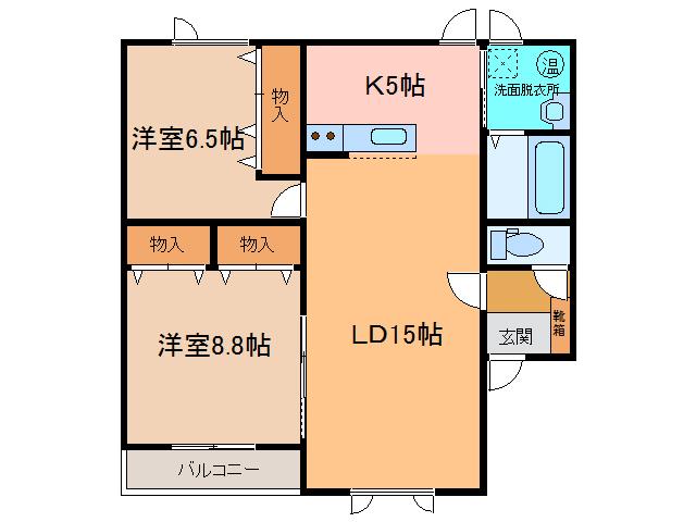 バップバーレンN館(2LDK/3階)の間取り写真