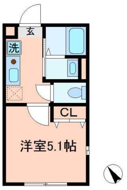 グランノーブル鶴見(1K/1階)の間取り写真