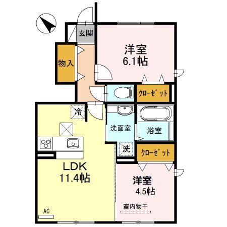ベルフルール(2LDK/1階)の間取り写真