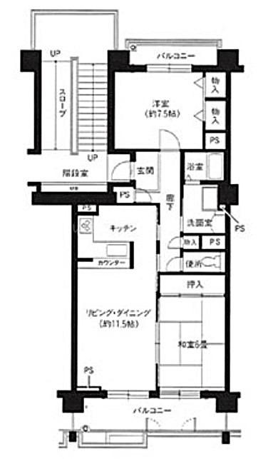 あべのセレサ(2LDK/2階)の間取り写真