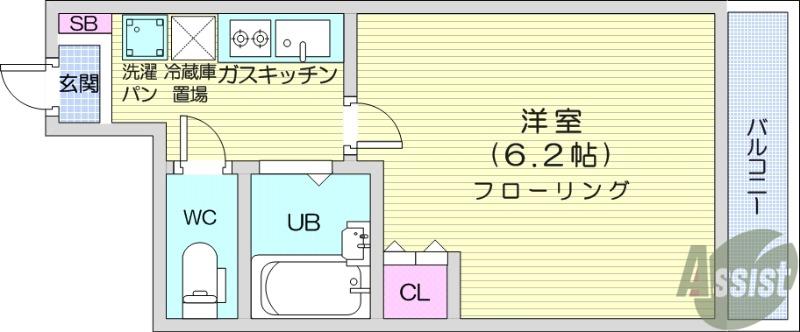 アイショウプラザ北五番丁(1K/5階)の間取り写真