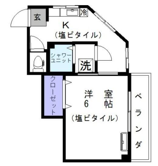 WJ・A-2ビル(1K/3階)の間取り写真