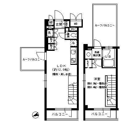 アルビレオ中野坂上(1LDK/4階)の間取り写真