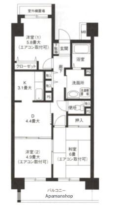 ハイランド磯子I(3LDK/7階)の間取り写真