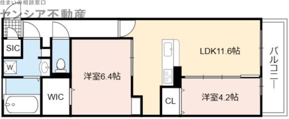 リオ放出(2LDK/1階)の間取り写真