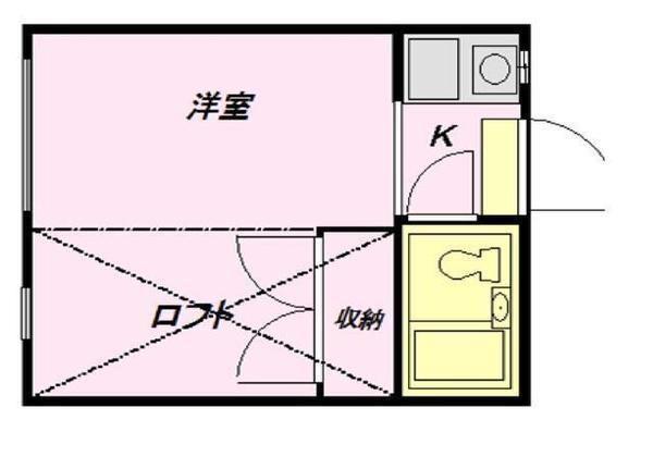 フェリス祖師谷(ワンルーム/1階)の間取り写真