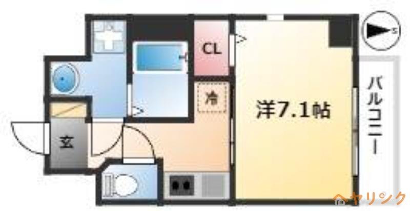 プランドール名駅(1K/6階)の間取り写真