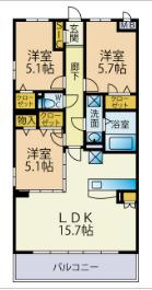 プレア次郎丸 A棟(3LDK/3階)の間取り写真