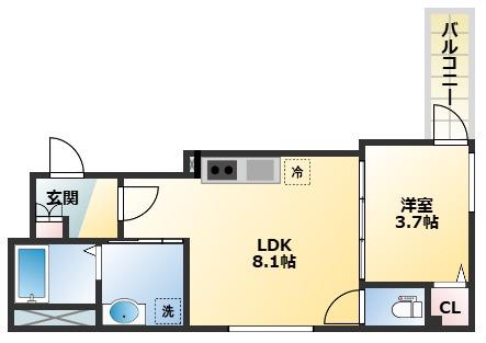 グランツ喜連(1LDK/3階)の間取り写真