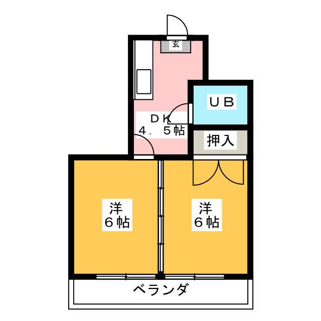 コーポ山田II(2DK/2階)の間取り写真