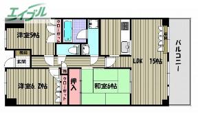 サーパスシティ大供(3LDK/9階)の間取り写真