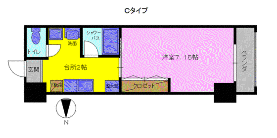 明日香大分駅南(1K/7階)の間取り写真