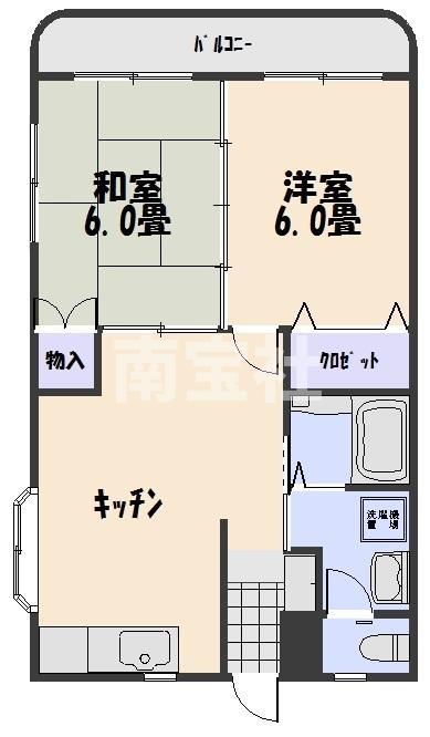 ライラックM(2DK/3階)の間取り写真