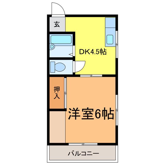 ハシモトハイツ(1DK/2階)の間取り写真