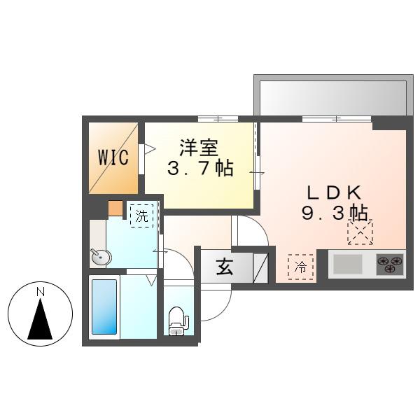 シャルマン高畑(1LDK/1階)の間取り写真