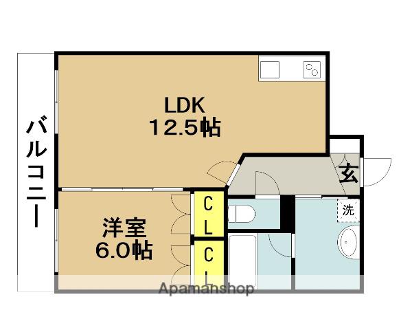 エンブレーマ西池(1LDK/5階)の間取り写真