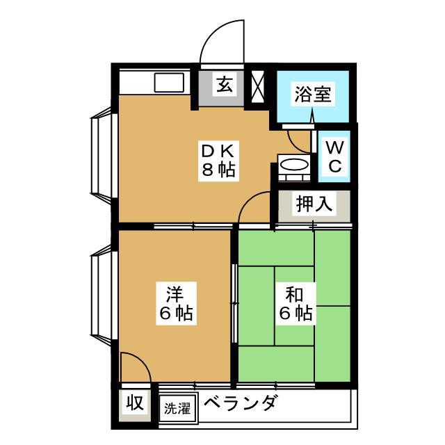 ライフ小島(2DK/2階)の間取り写真