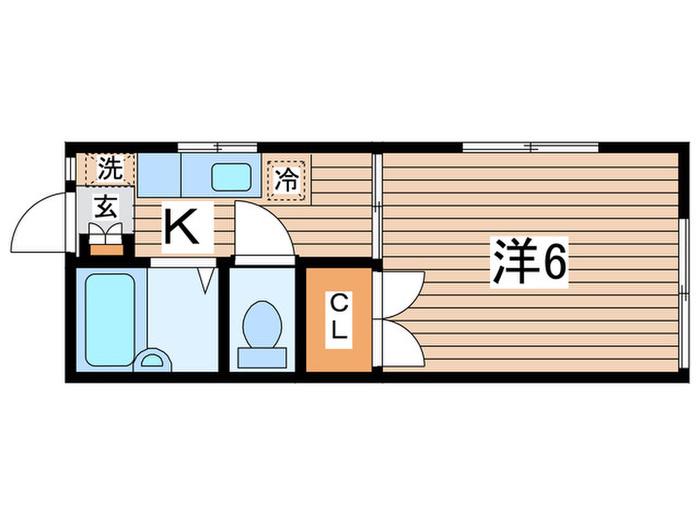 ハイツ幸(1K/1階)の間取り写真